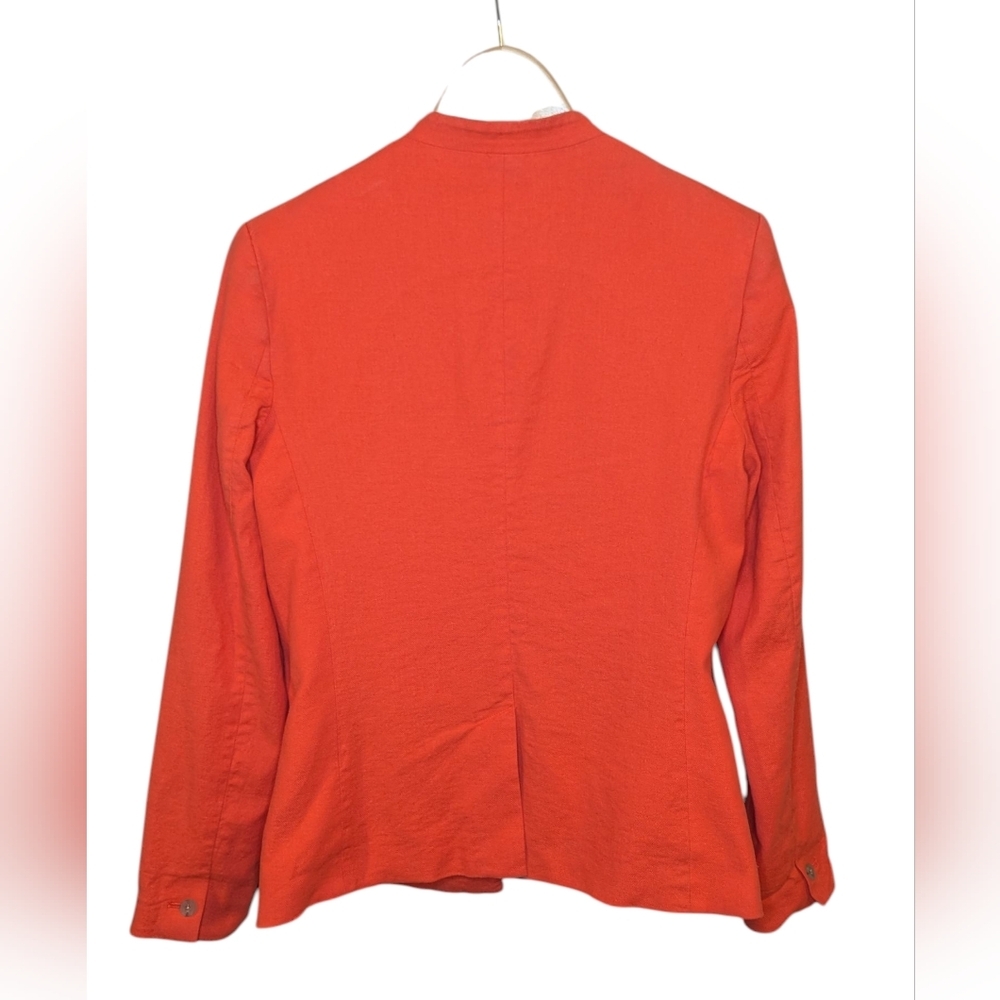 Banana Republic Blazer Size 12 Coral Linen Blend Tailored One Button Workwear - Picture 2 of 13